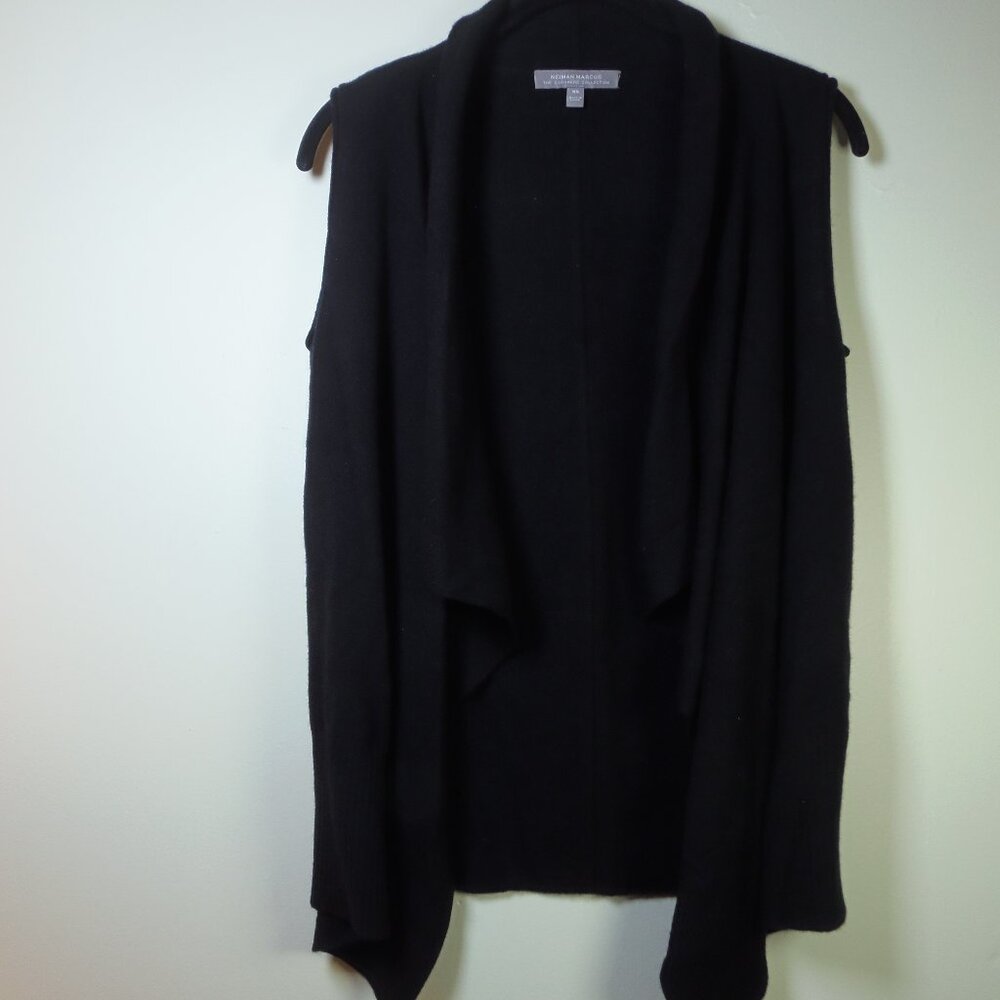 Neiman Marcus 100% Cashmere Black Sleeveless Sweater Cardigan Vest SZ XS
